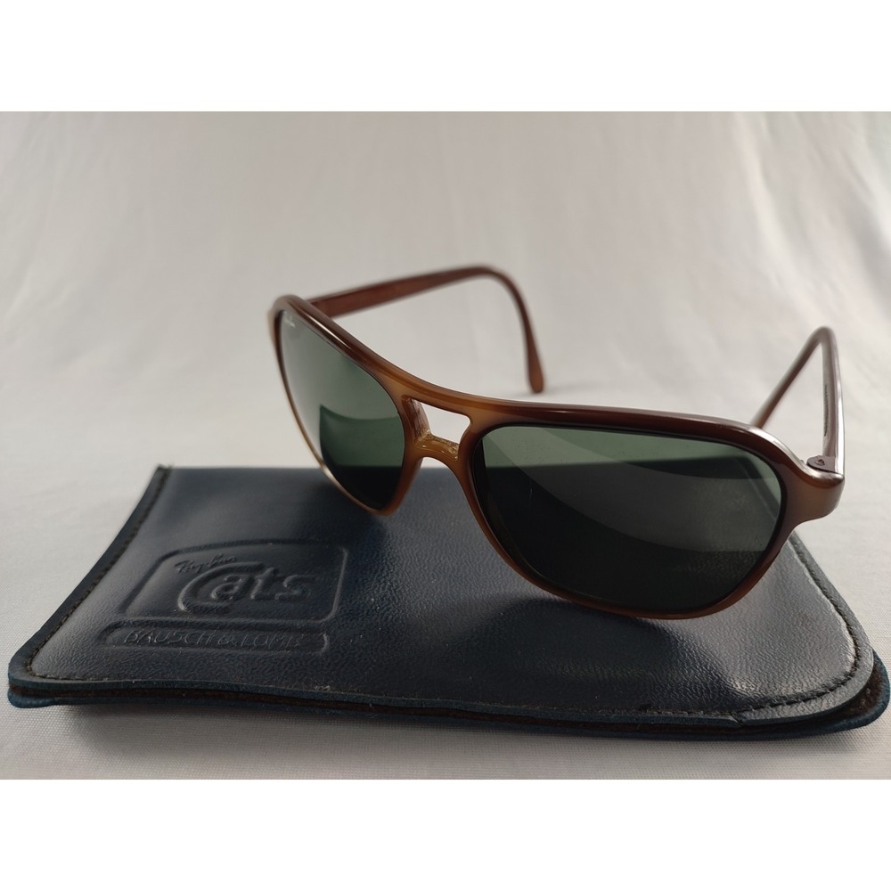 Vintage Bausch & Lomb Ray-Ban Cats 1000 Sunglasses Brown‎ Nylon France B&L G15